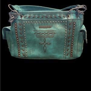 Montana West Turquoise Studded Shoulder Bag